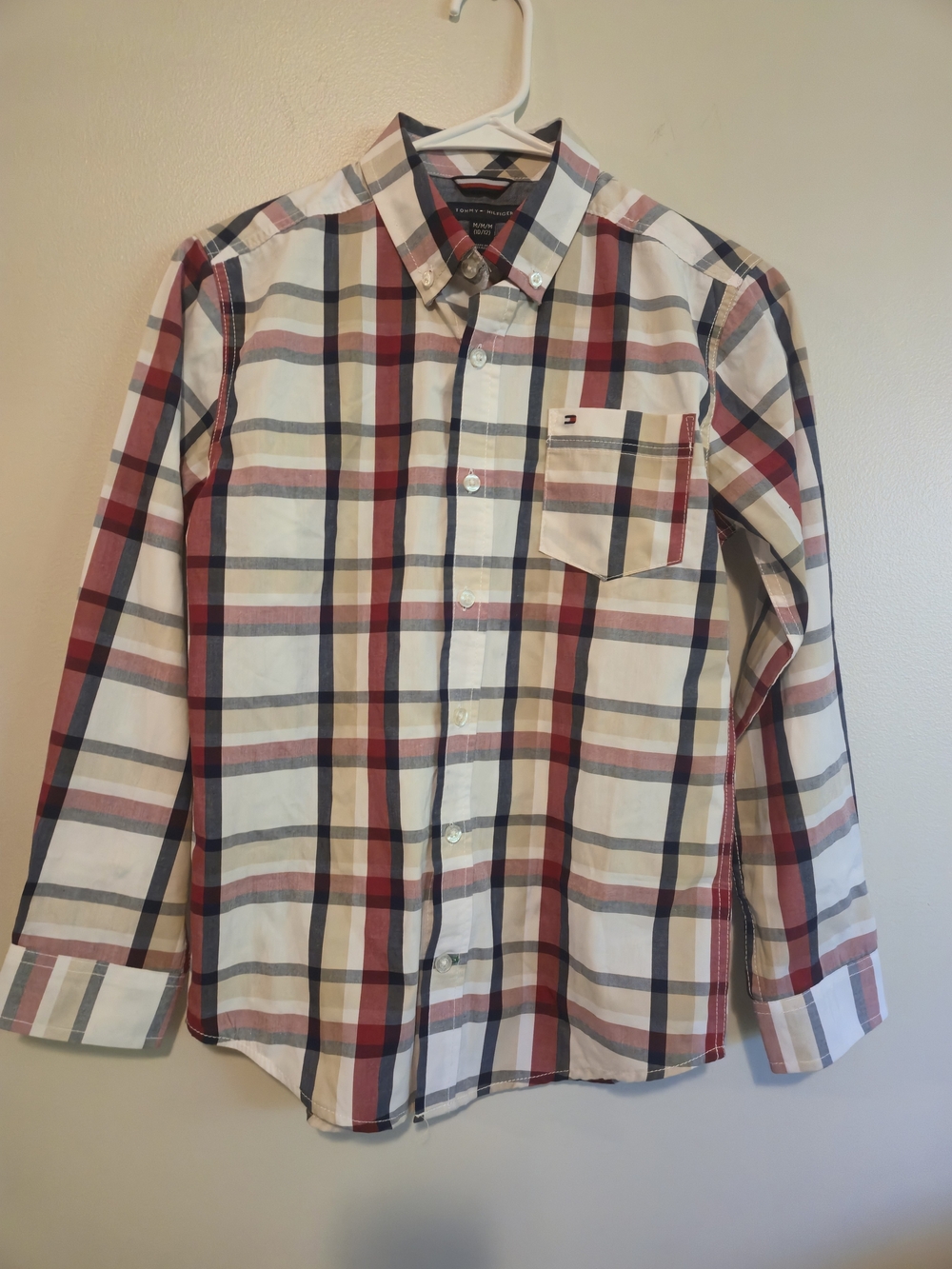 Tommy Hilfiger White Plaid Button-Down Shirt - Boy's
